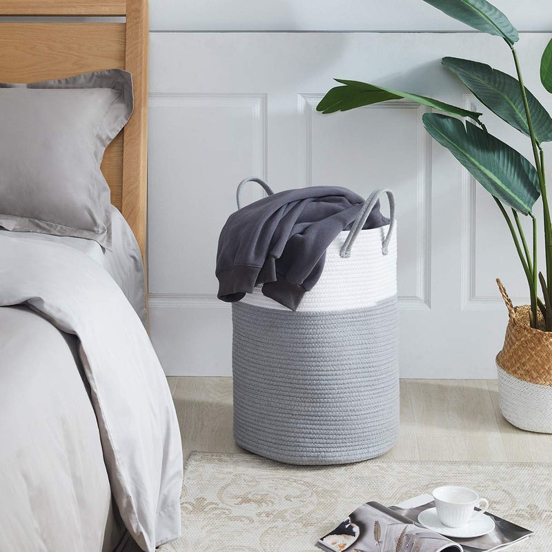 YOUDENOVA Cotton Rope Laundry Hamper by YOUDENOVA, 58L - Woven Collapsible Laundry Basket - Clothes Storage Basket for Blankets, Laundry Room Organizing, Bedroom Storage, Clothes Hamper â€“ Grey - Image 2